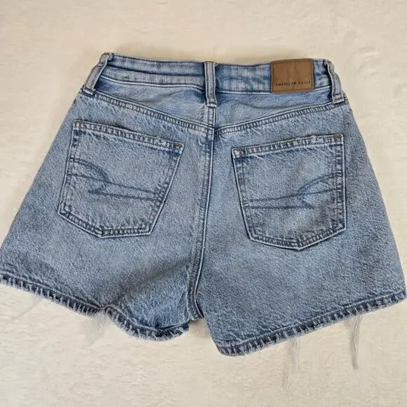 American Eagle 2 Piece Jeans Mom Shorts size 000 Distressed Womens 0690 - Picture 11 of 16